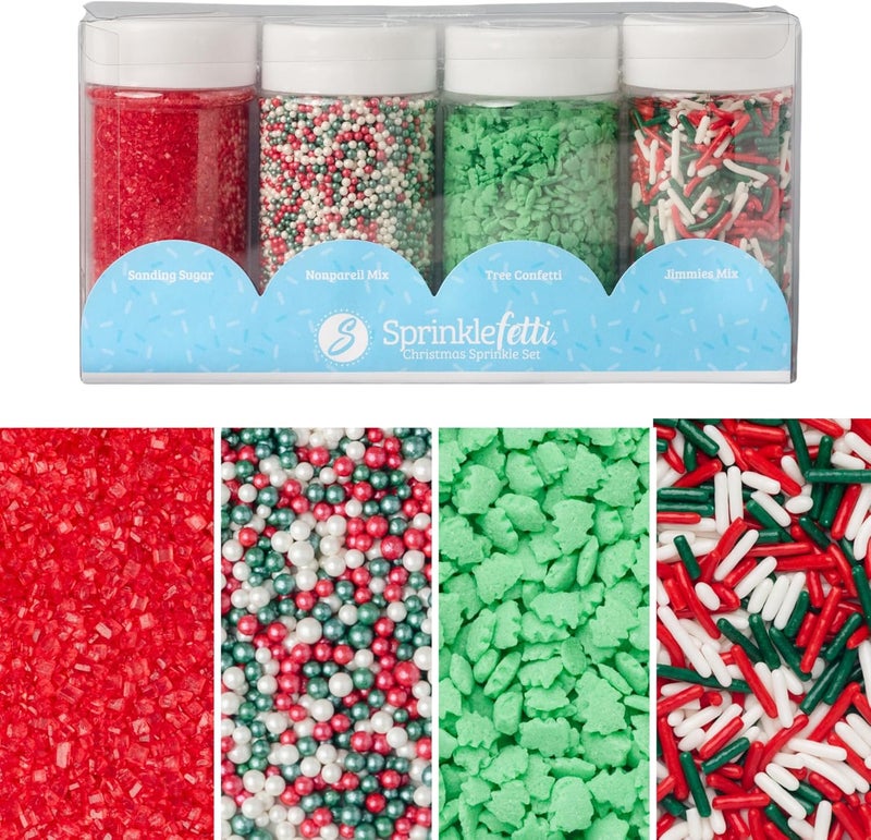 Sweets Indeed Christmas Sprinkles Mix – 10.90 oz Holiday Blend | Edible Jimmies, Nonpareils & Sugar Pearls - Image 1